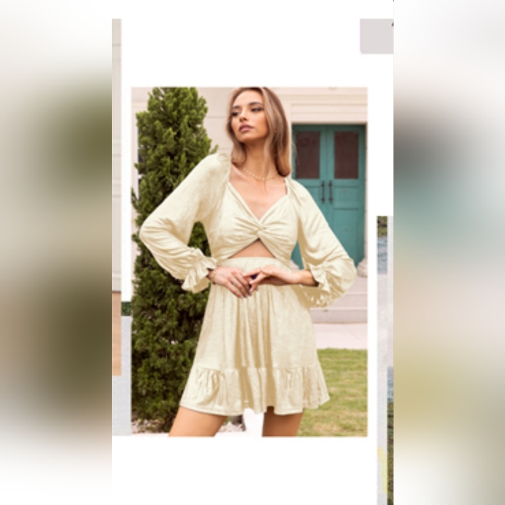 NWT Zaful Cutout Light Gold Sparkle Dress
